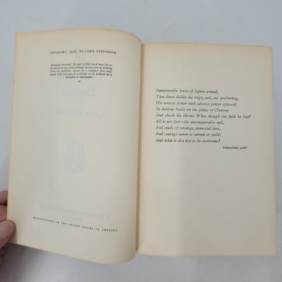 Vintage 1936 Steinbeck Hardcover Book – Classic Retro Library Aesthetic Find - Picture 7 of 9